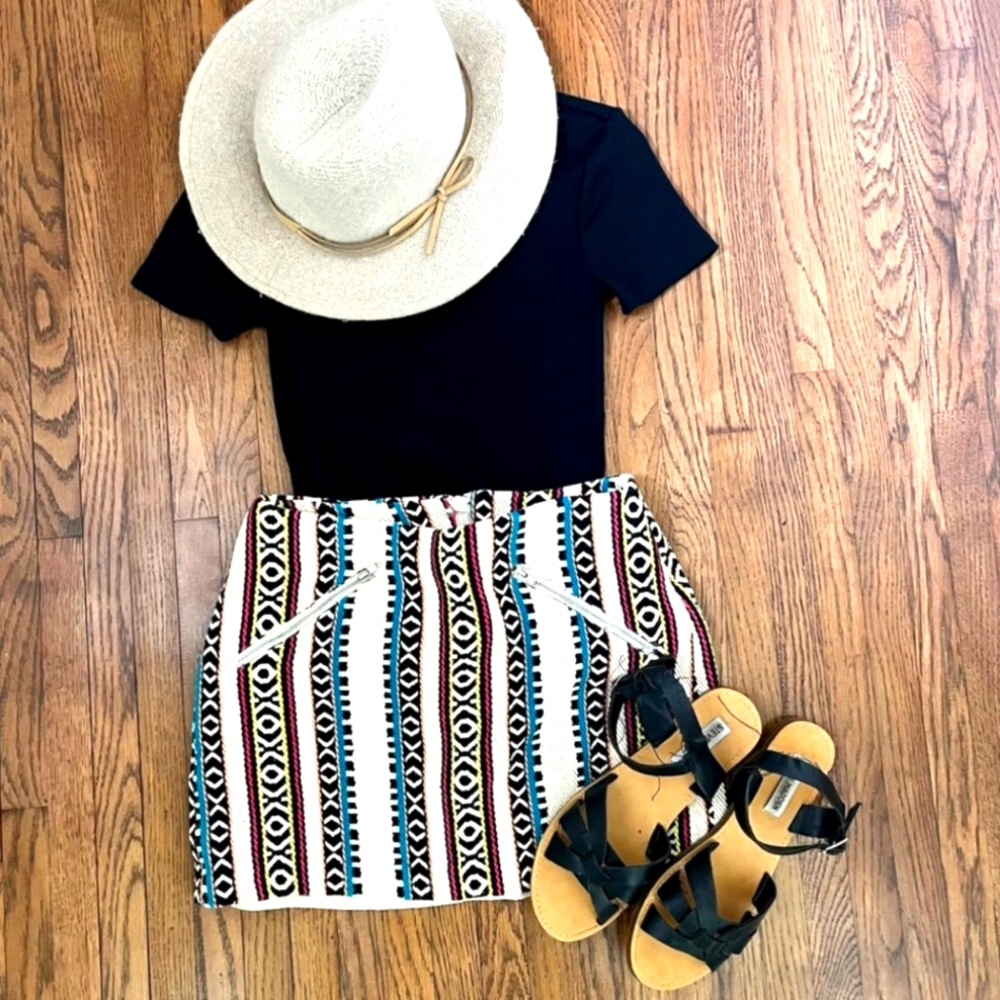 Divided | Neon Knit Aztec Skirt